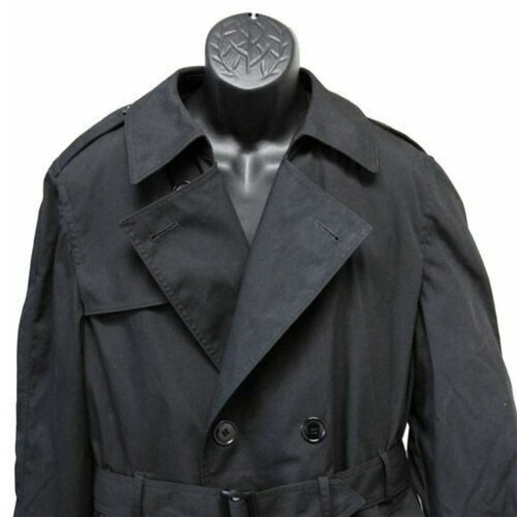 ARMY REGULATION UNIFORM BLACK TRENCH OVERCOAT ALL WEATHER ASU JACKET - Picture 3 of 3